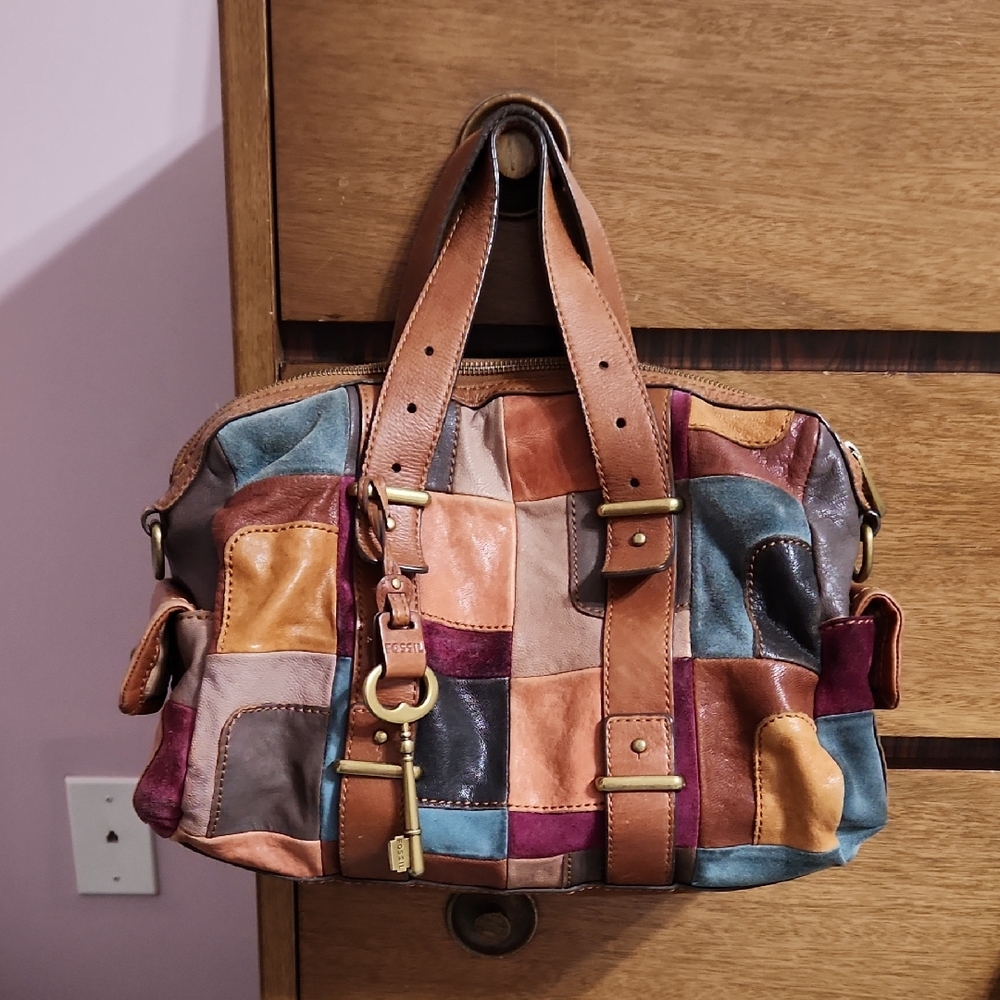 Fossil Mason Patchwork Leather Satchel